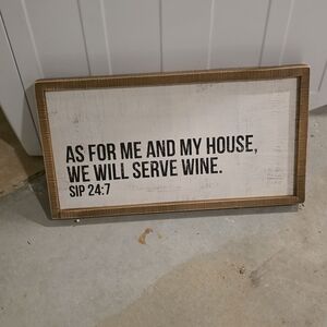 As For Me and My House Wine Wall Sign - White and Gold